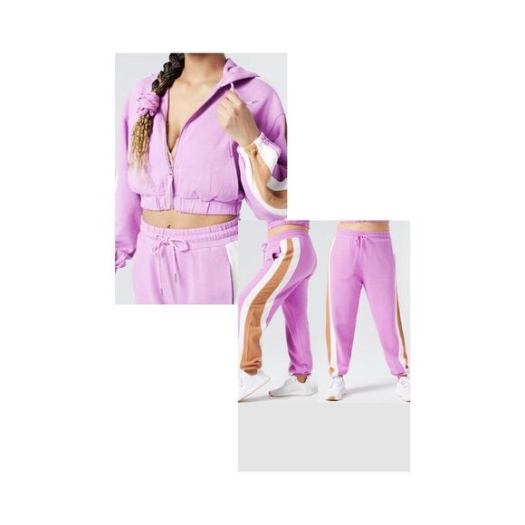 New L*Space Orange Pink & White Matching Top & Sweat Pants Women’s size Medium - Picture 1 of 12